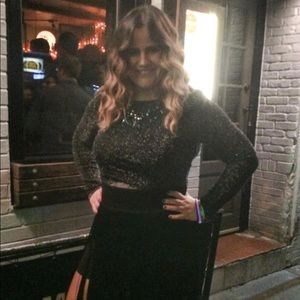 H&M Sparkle Black Cropped Party Top